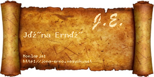 Jóna Ernő névjegykártya